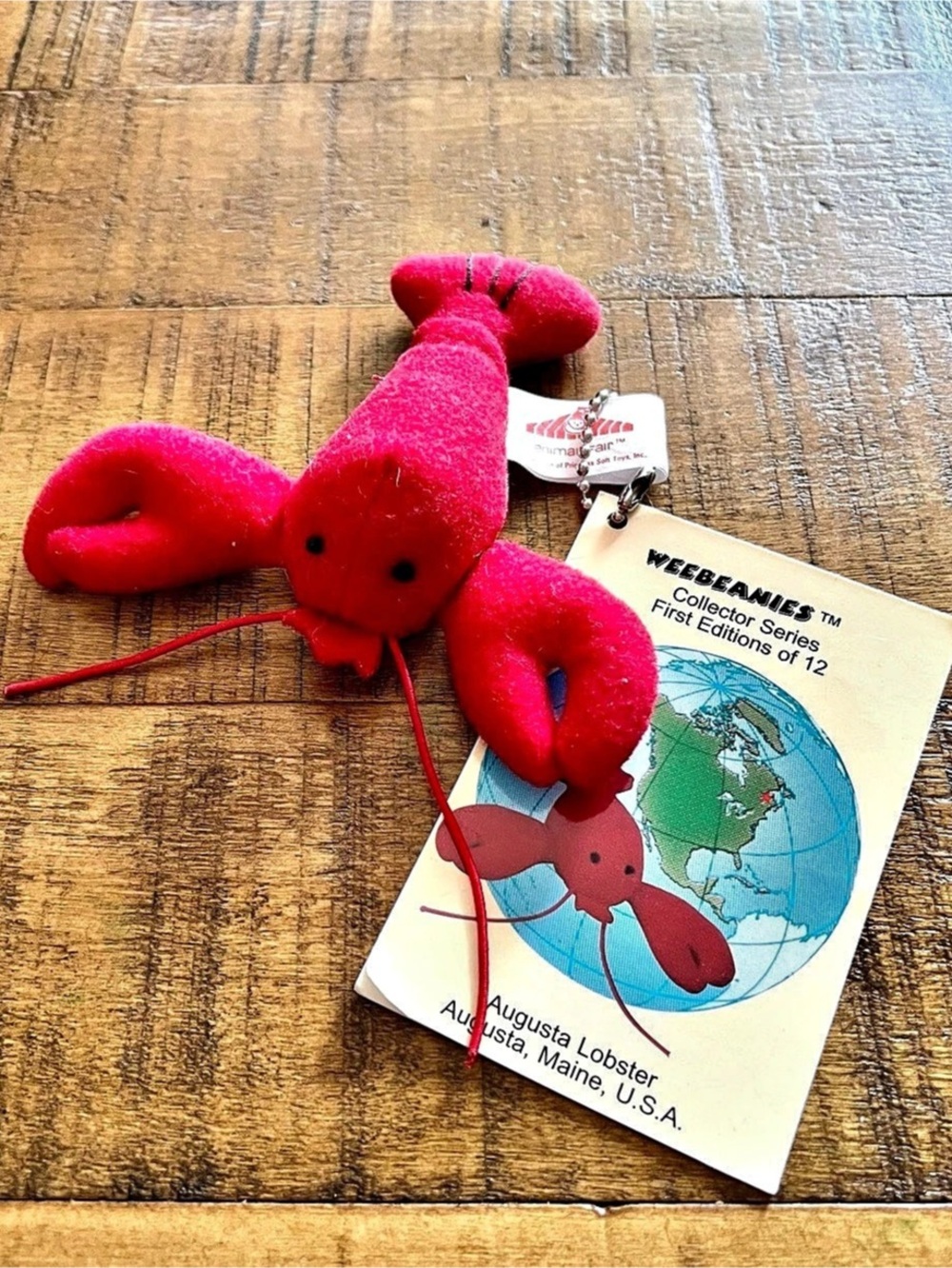 Vintage Weebeanies Augusta Lobster Plush Key Chain Charm Collector Series